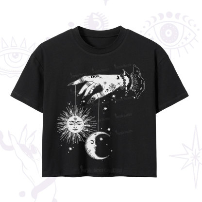 Purplehecate Witch's Sun and Moon Crop T-Shirt