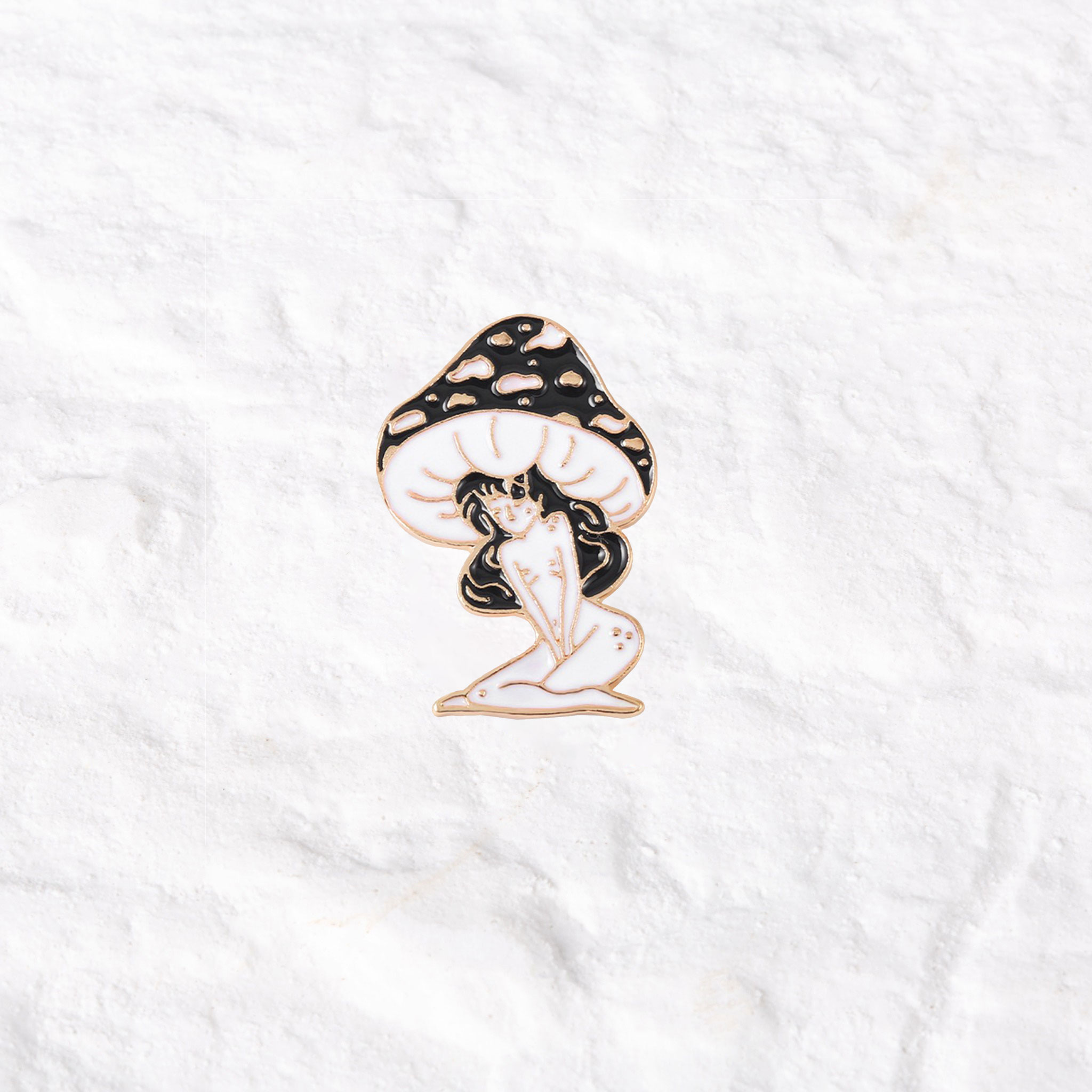 Purplehecate Black Mushroom Girl Pin