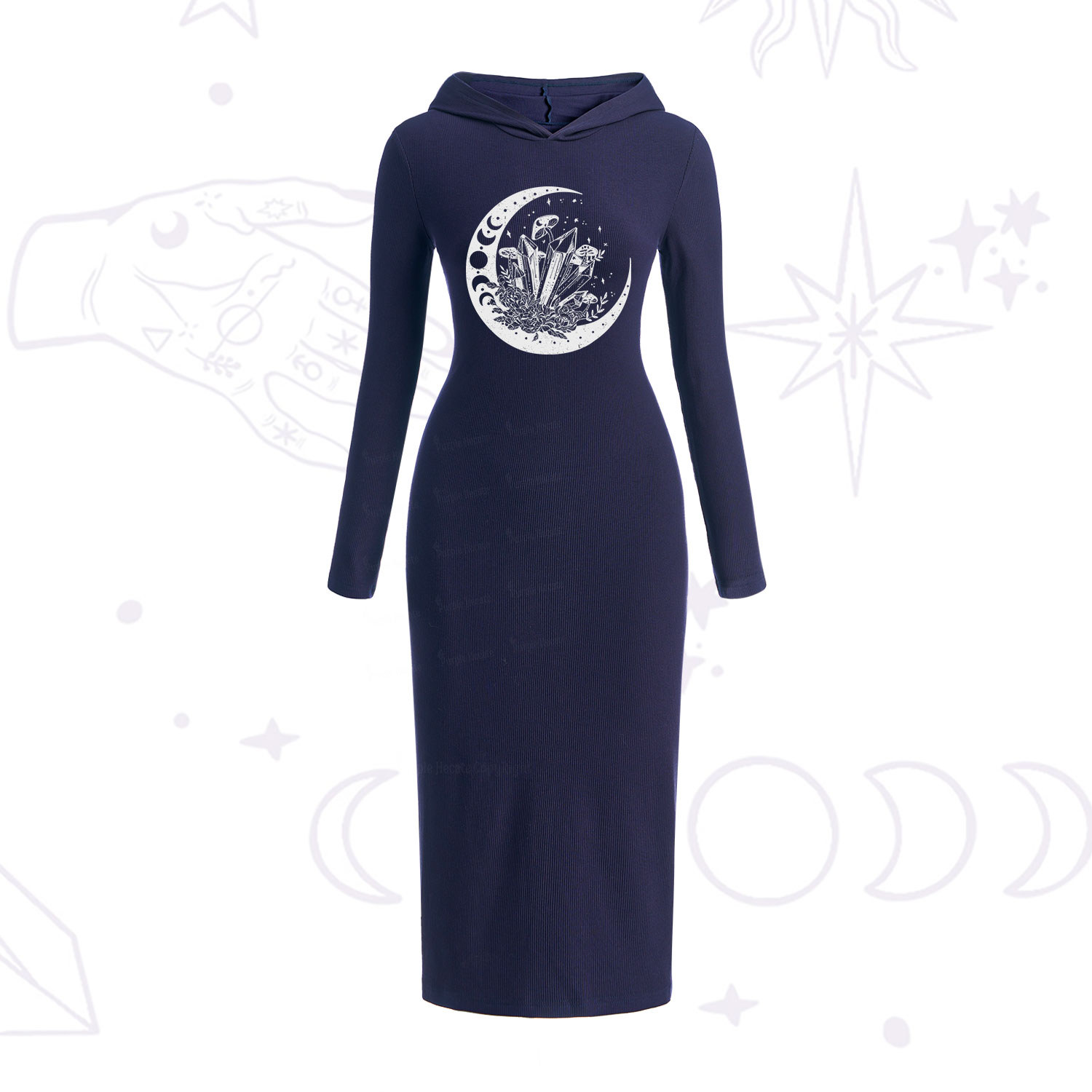 Purplehecate Moonshine and Crystal Hooded Knit Dress