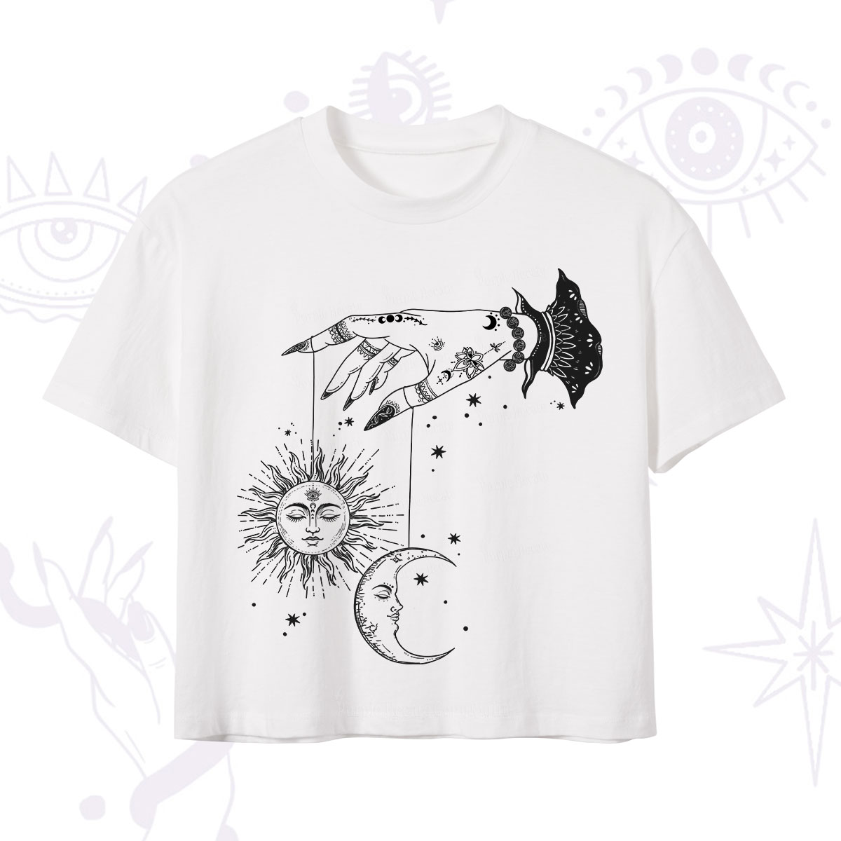 Purplehecate Witch's Sun and Moon Crop T-Shirt