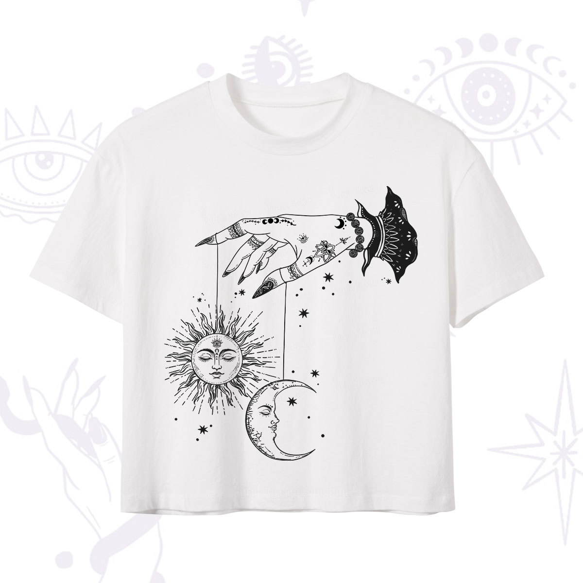 Purplehecate Witch's Sun and Moon Crop T-Shirt