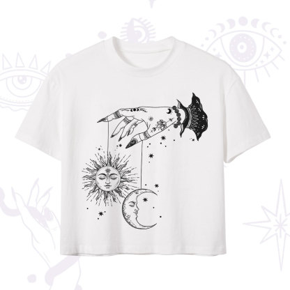 Purplehecate Witch's Sun and Moon Crop T-Shirt