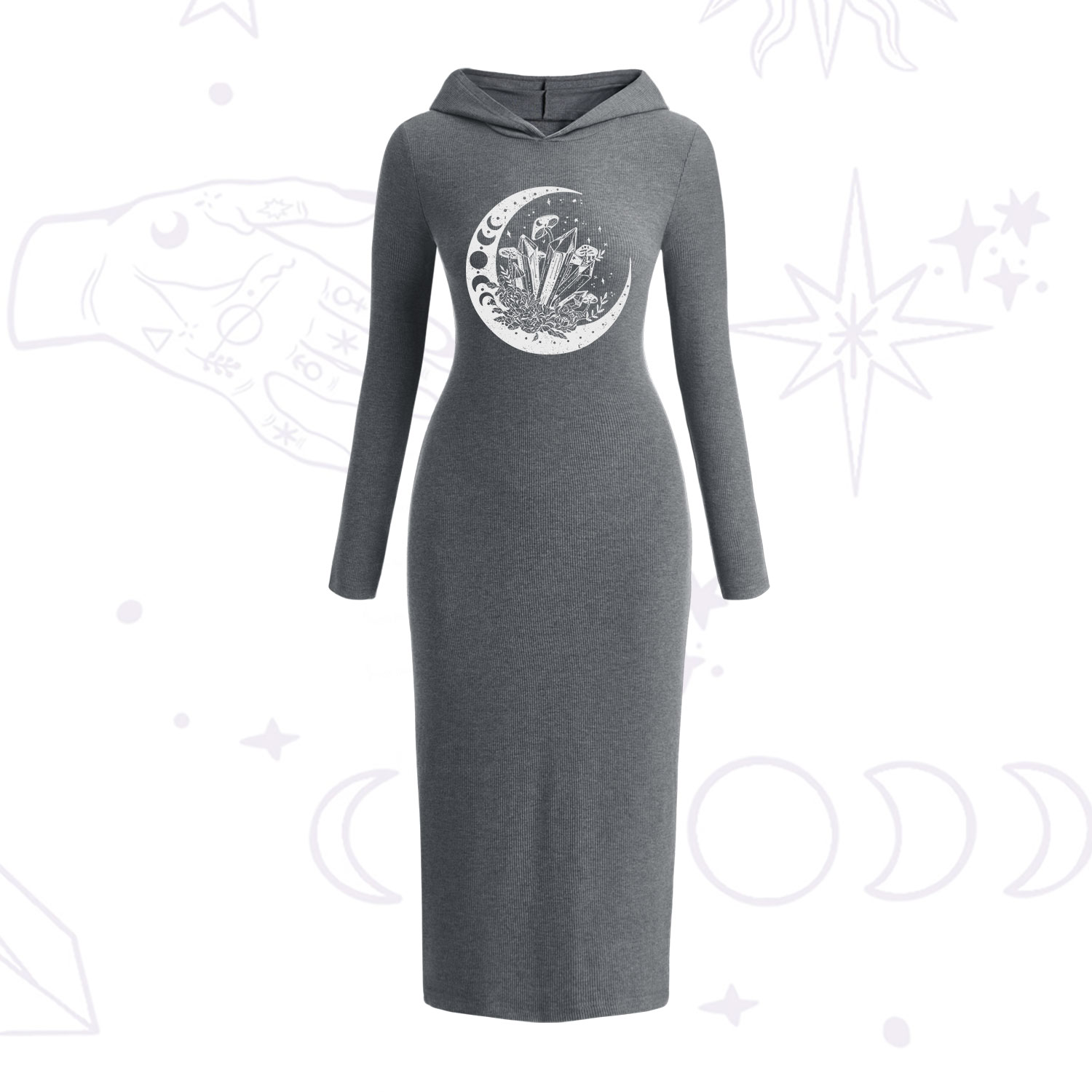 Purplehecate Moonshine and Crystal Hooded Knit Dress