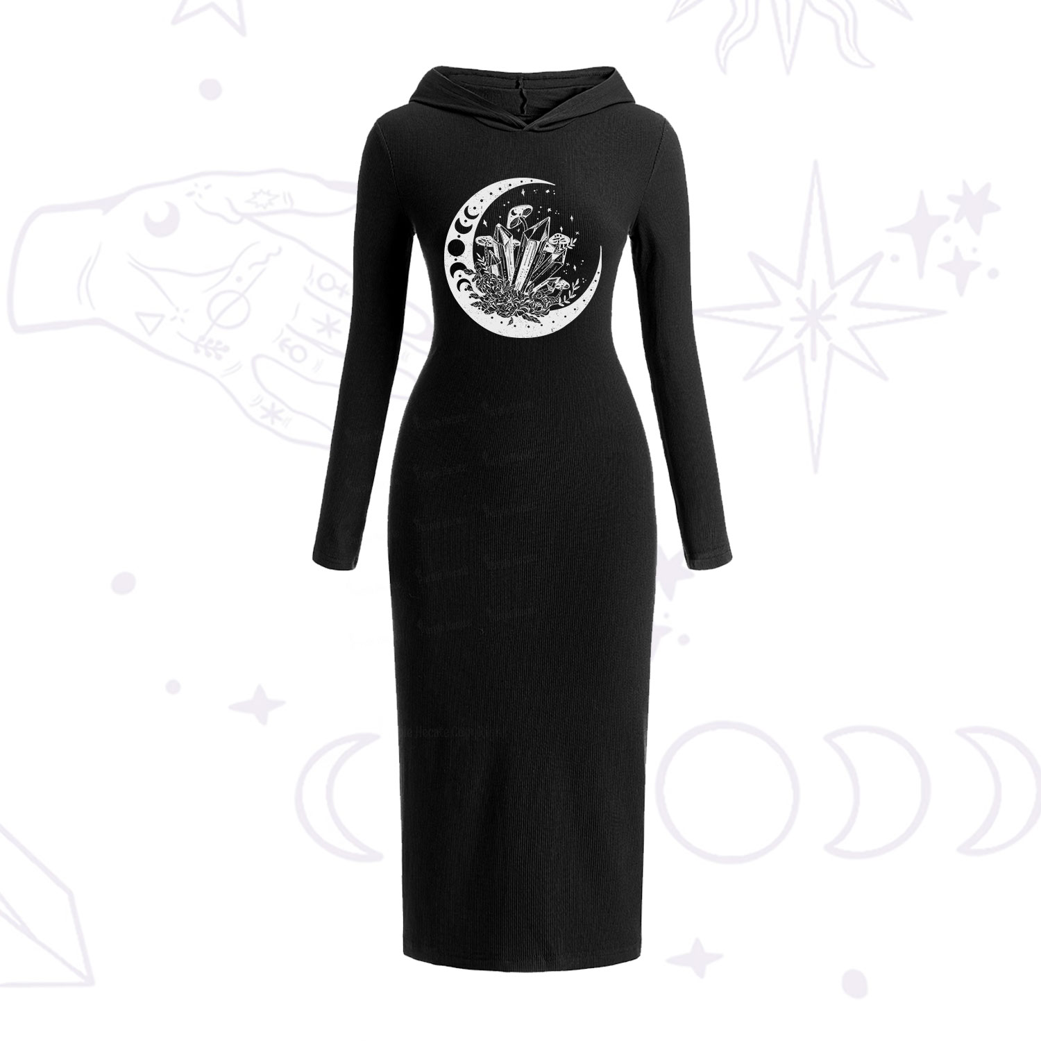 Purplehecate Moonshine and Crystal Hooded Knit Dress
