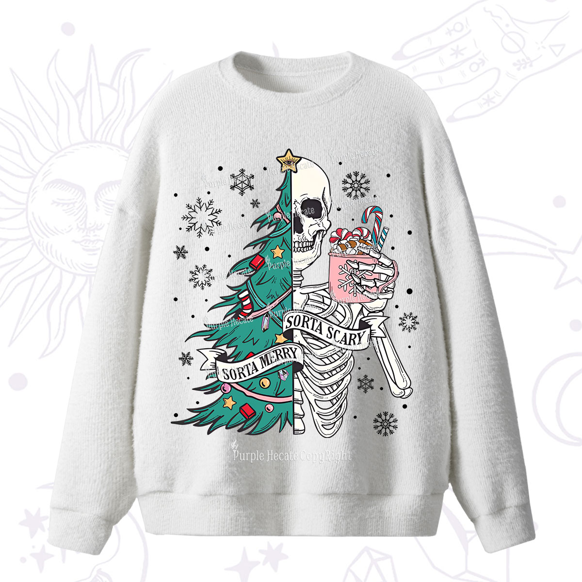 Purplehecate Sorta Merry Sorta Scary Christmas Fuzzy Ugly Sweater