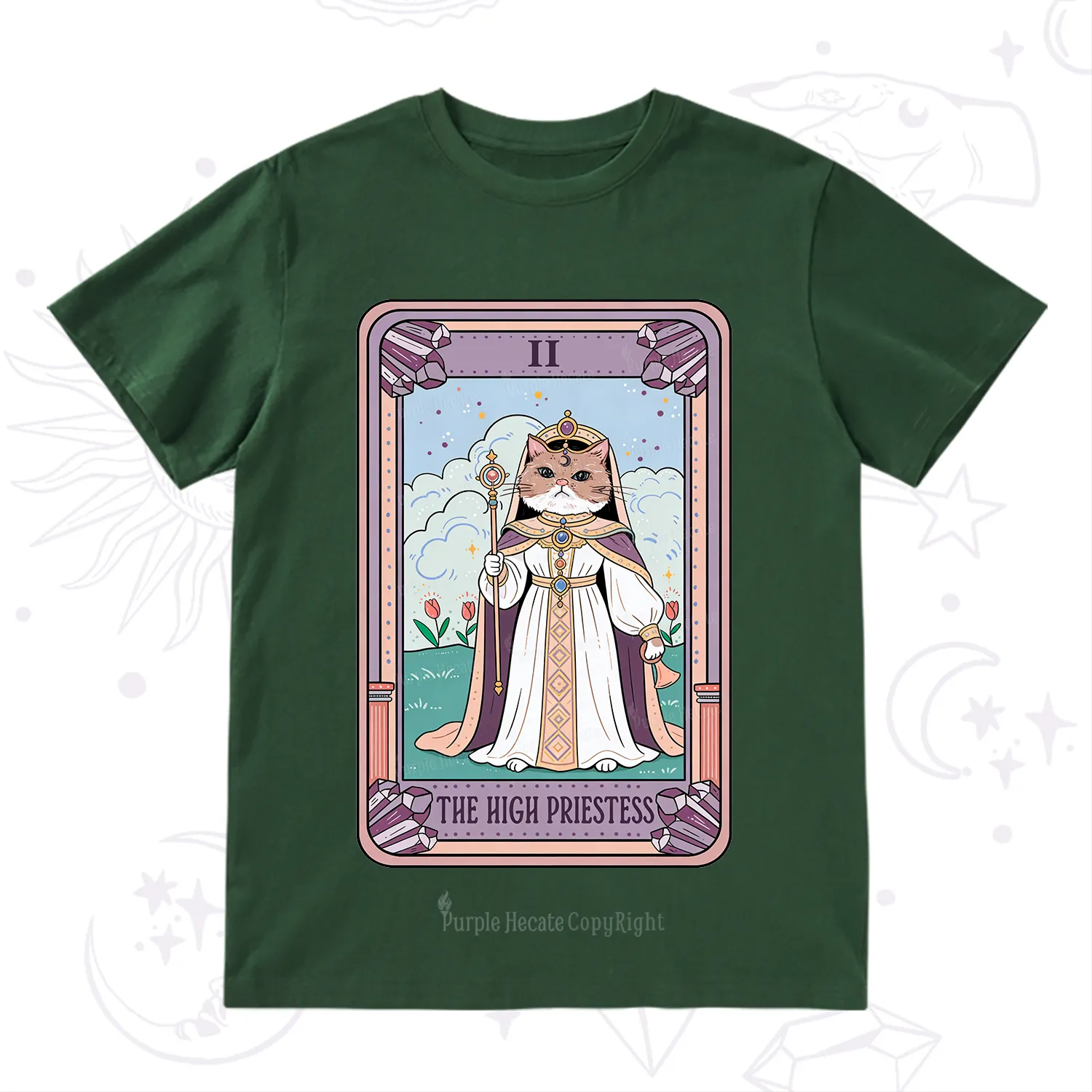 Purplehecate The High Priestess Cat Tarot T-Shirt