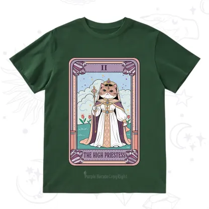 Purplehecate The High Priestess Cat Tarot T-Shirt