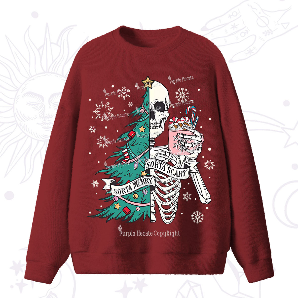Purplehecate Sorta Merry Sorta Scary Christmas Fuzzy Ugly Sweater