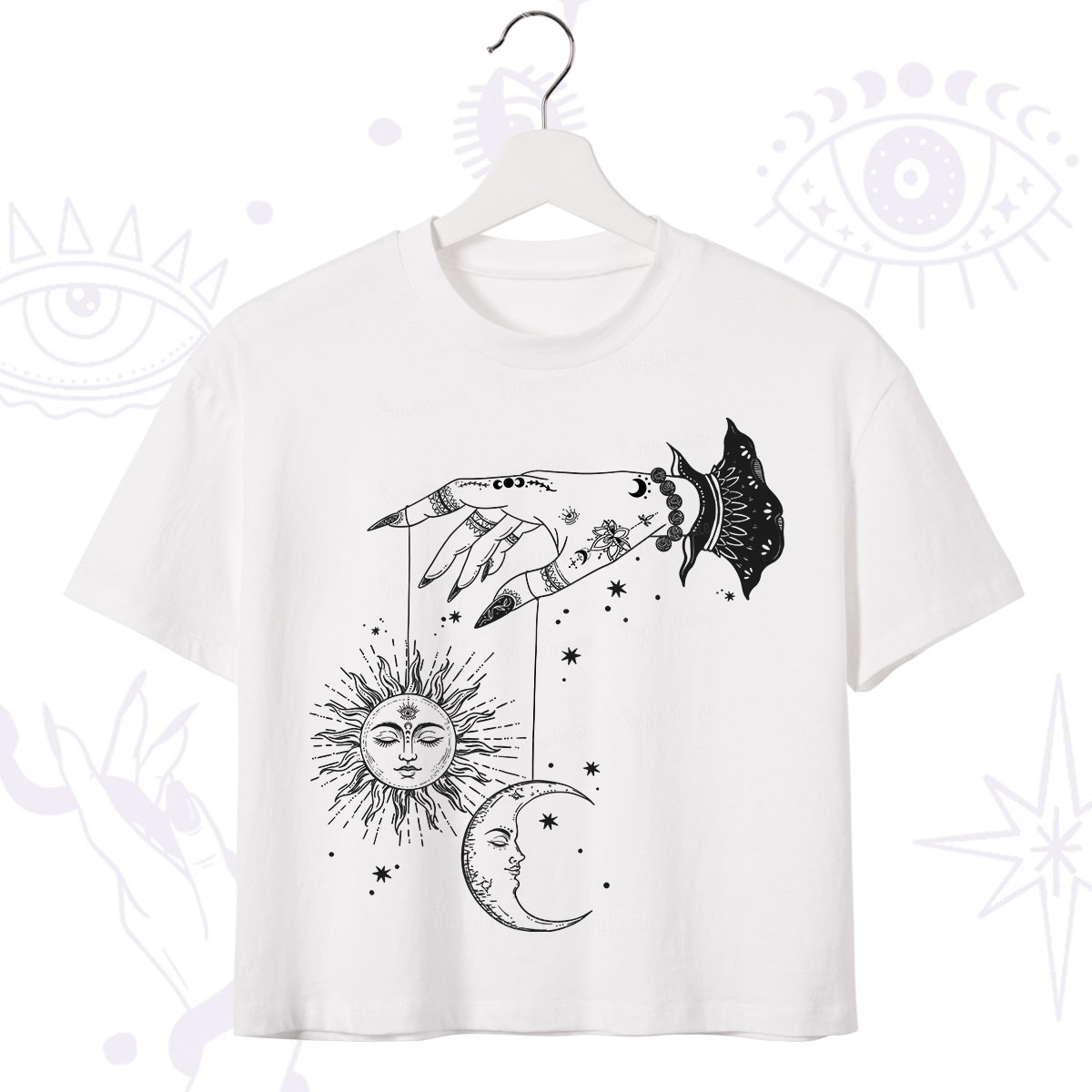 Purplehecate Witch's Sun and Moon Crop T-Shirt
