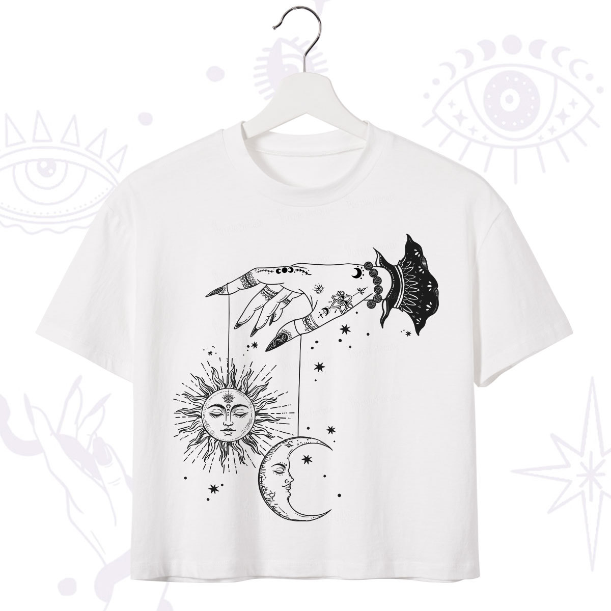 Purplehecate Witch's Sun and Moon Crop T-Shirt