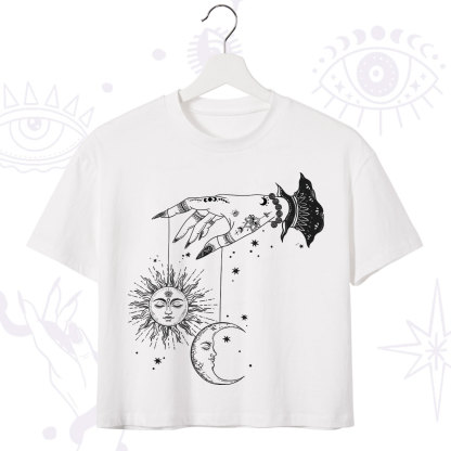 Purplehecate Witch's Sun and Moon Crop T-Shirt