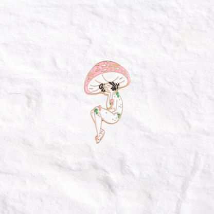 Purplehecate Pink Mushroom Girl Pin