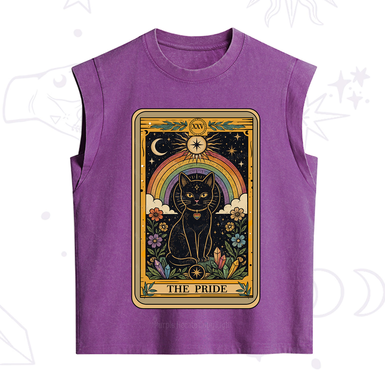 Purplehecate The Pride Black Cat Tarot Vintage Washed Tank