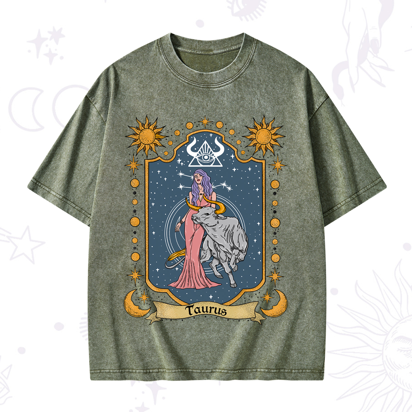 Purplehecate Taurus Zodiac Washed T-Shirt