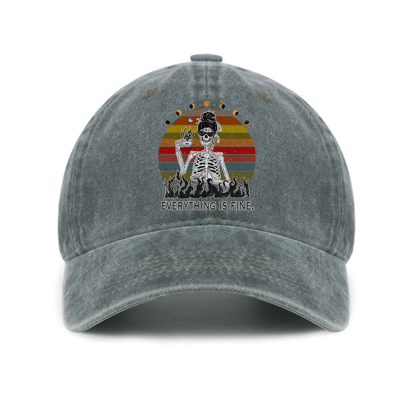 Purplehecate Everything Is Fine Skeleton Baseball Cap