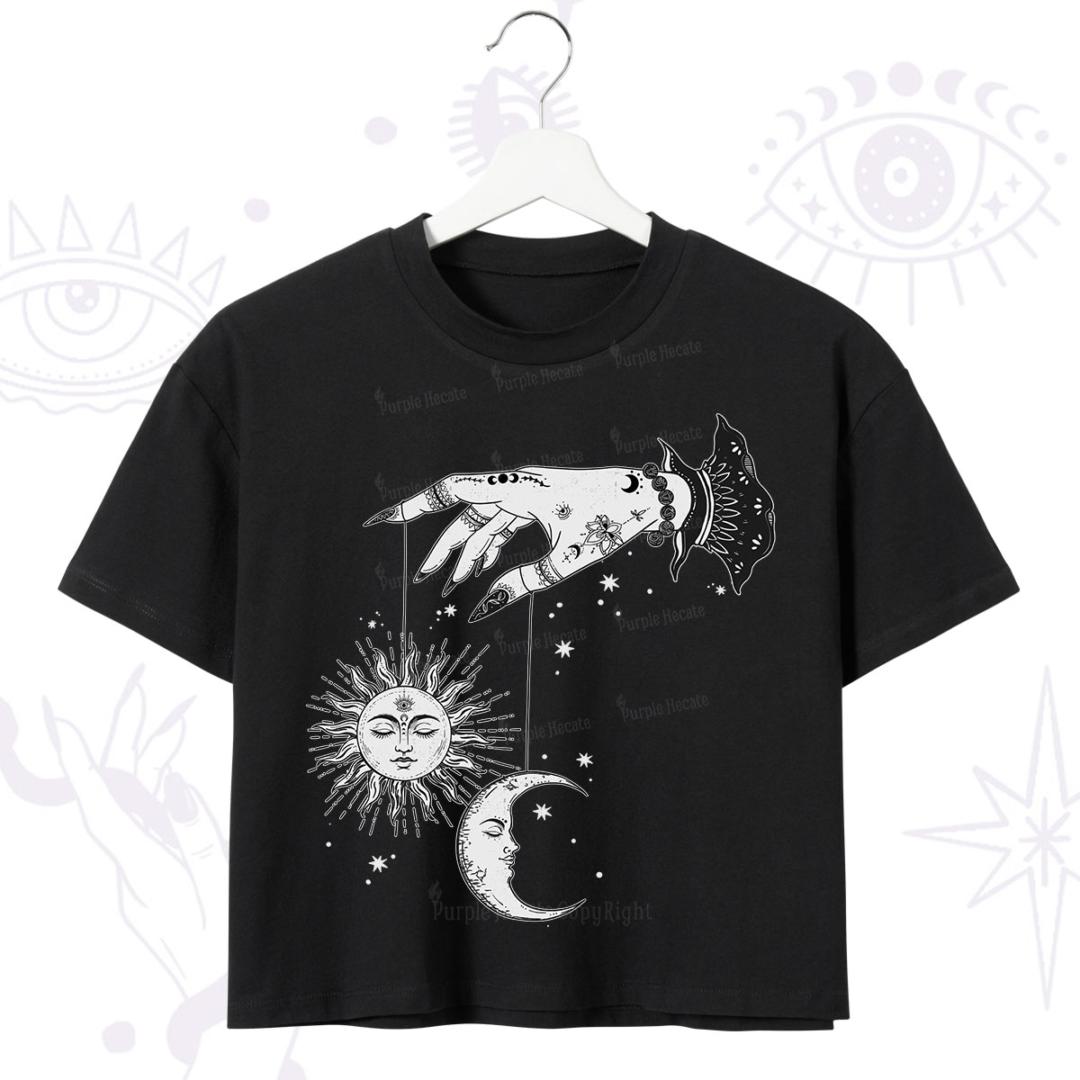 Purplehecate Witch's Sun and Moon Crop T-Shirt