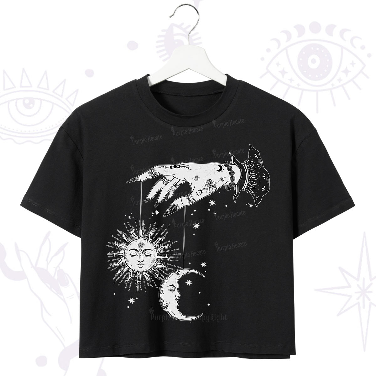 Purplehecate Witch's Sun and Moon Crop T-Shirt