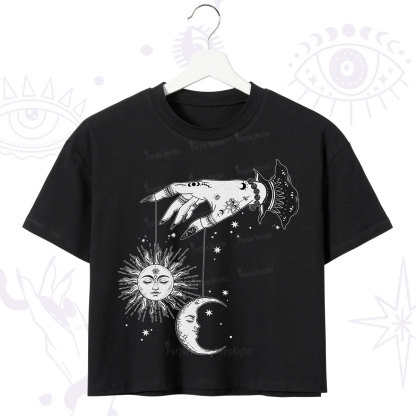 Purplehecate Witch's Sun and Moon Crop T-Shirt