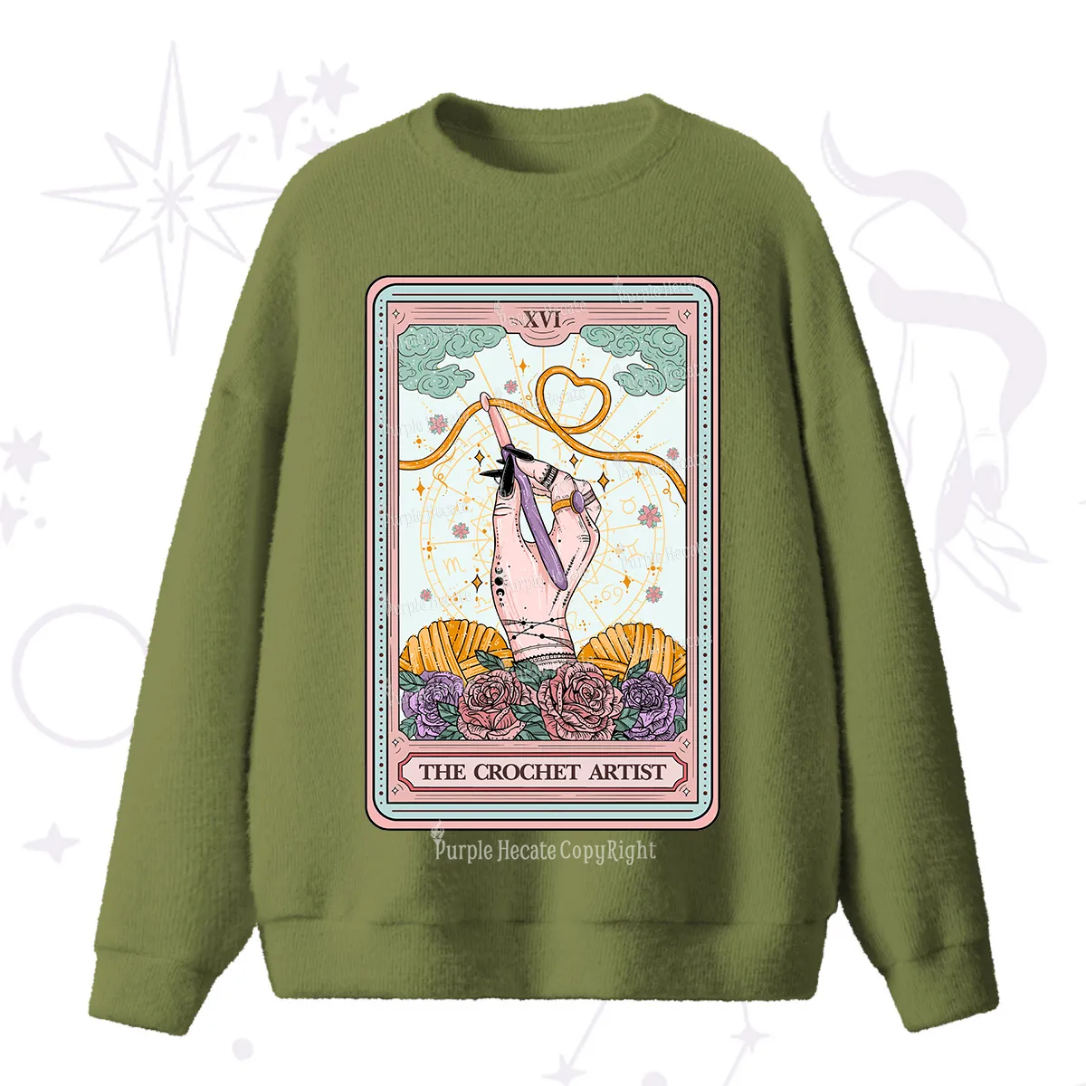 Purplehecate The Crochet Artist Tarot Card Fuzzy Ugly Sweater
