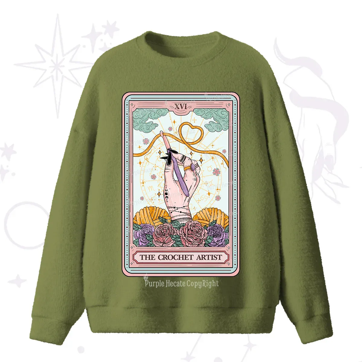 Purplehecate The Crochet Artist Tarot Card Fuzzy Ugly Sweater