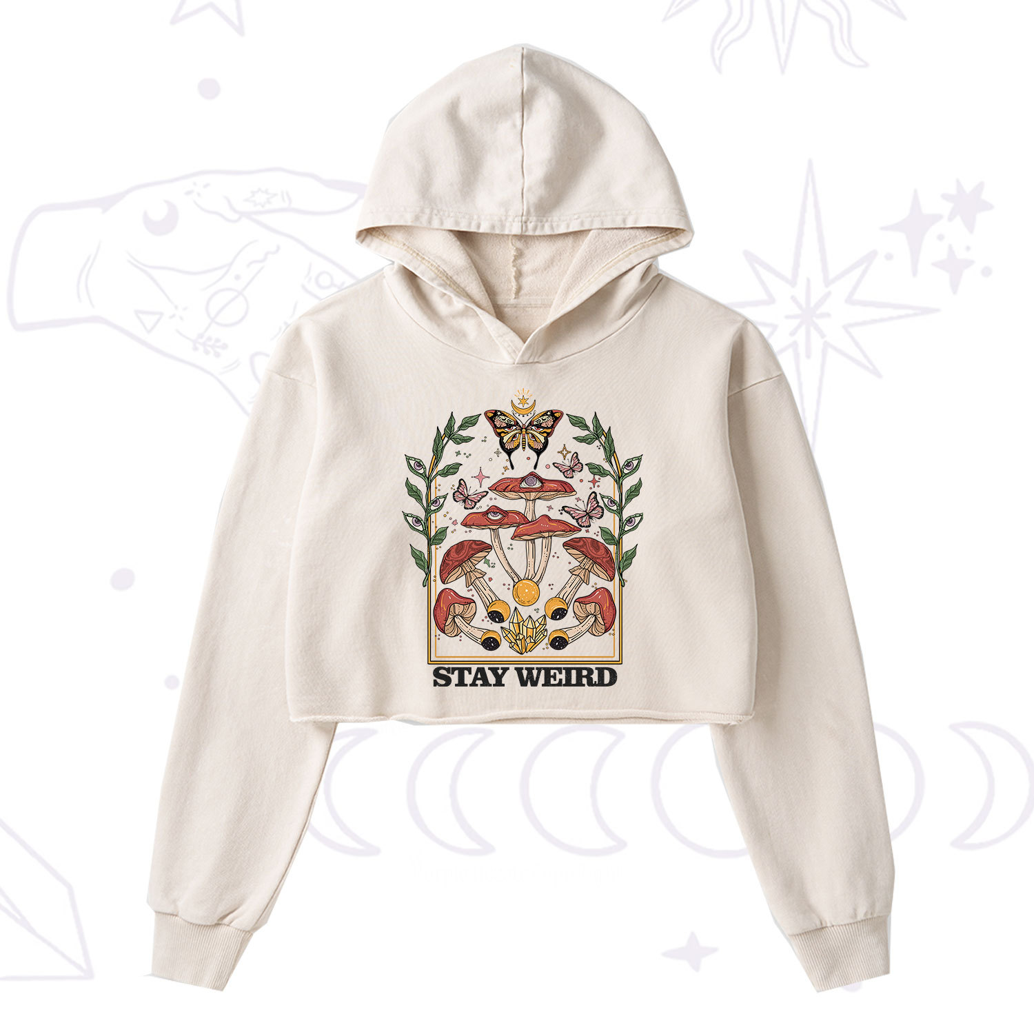 Purplehecate Stay Weird Washed Cropped Hoodie