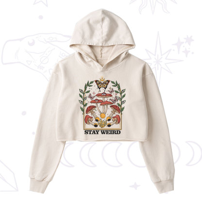 Purplehecate Stay Weird Washed Cropped Hoodie