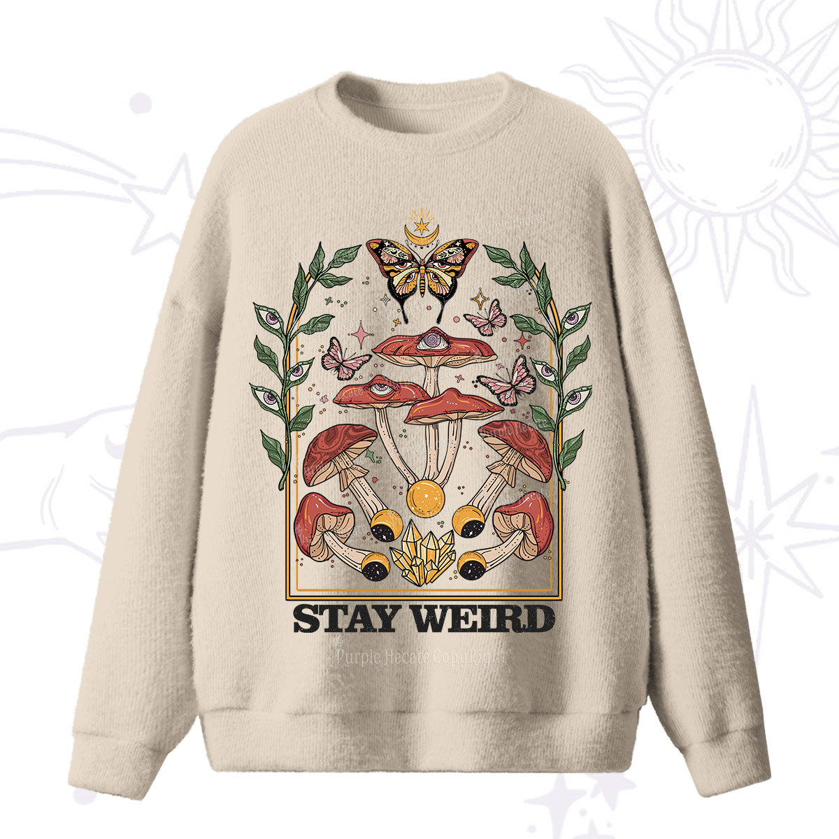 Purplehecate Stay Weird Fuzzy Ugly Sweater