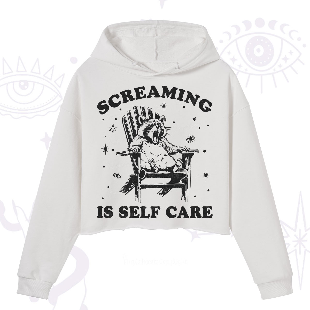 Purplehecate Screaming is Self Care Crop Hoodie
