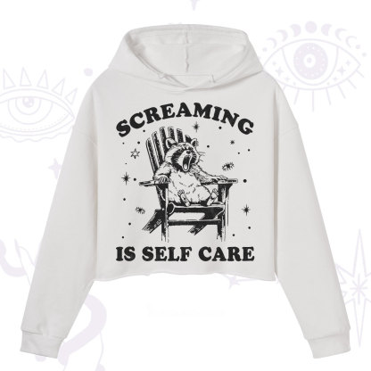 Purplehecate Screaming is Self Care Crop Hoodie