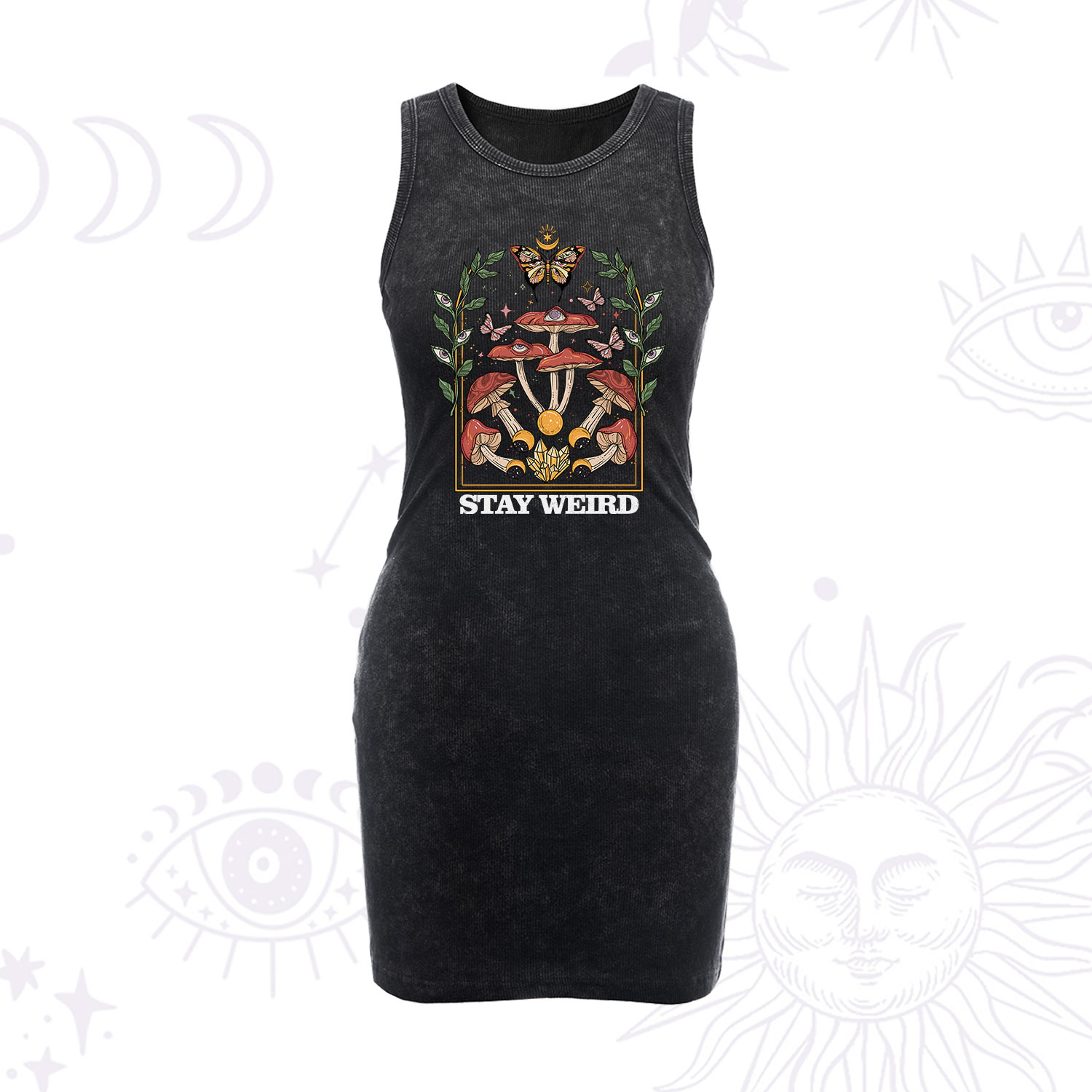 Purplehecate Stay Weird Vintage Bodycon Tank Dress