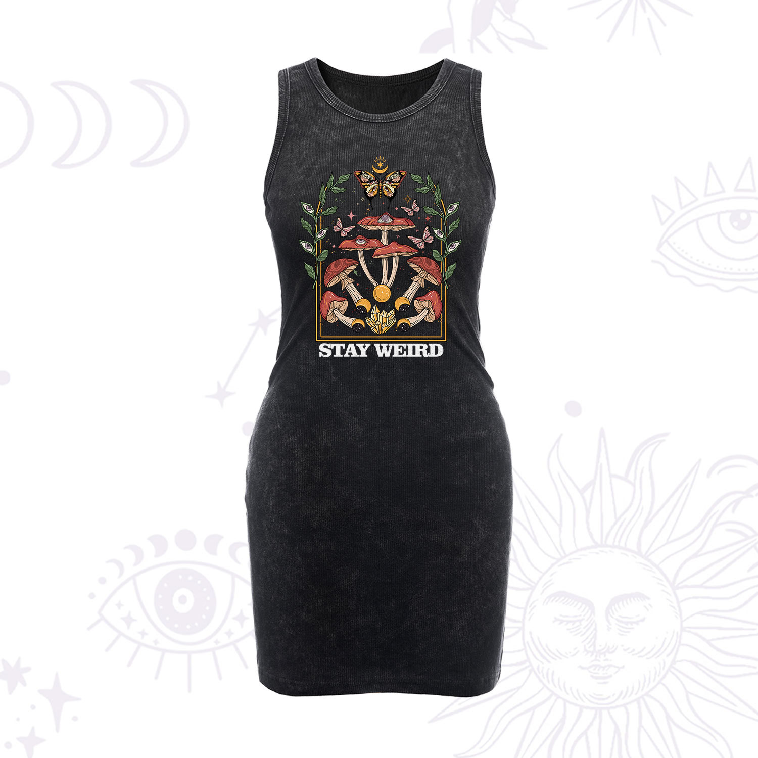 Purplehecate Stay Weird Vintage Bodycon Tank Dress