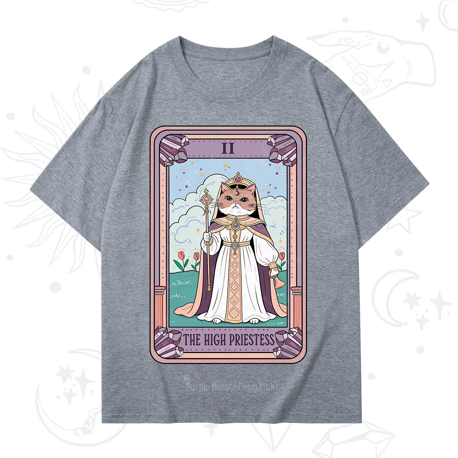 Purplehecate The High Priestess Cat Tarot T-Shirt