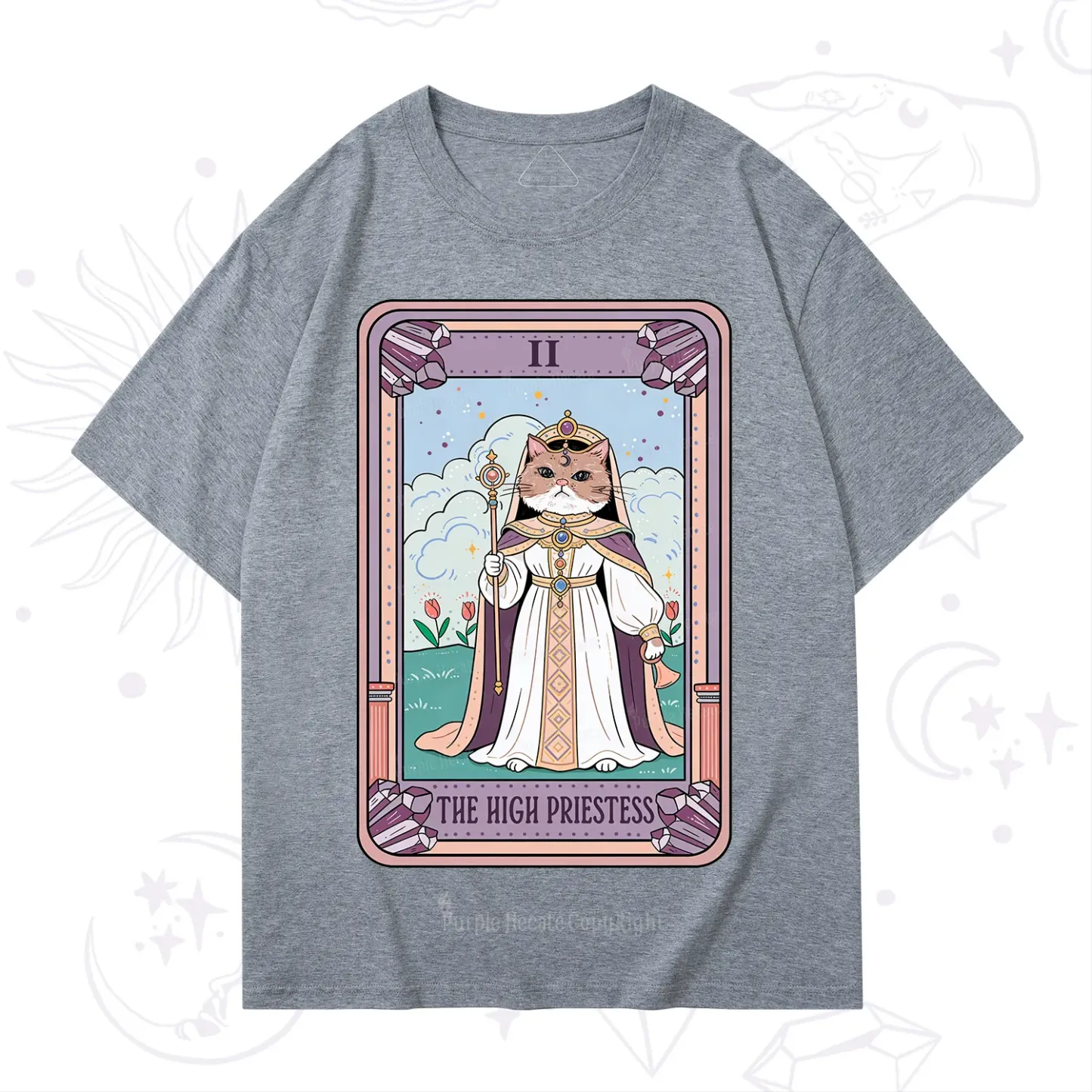 Purplehecate The High Priestess Cat Tarot T-Shirt