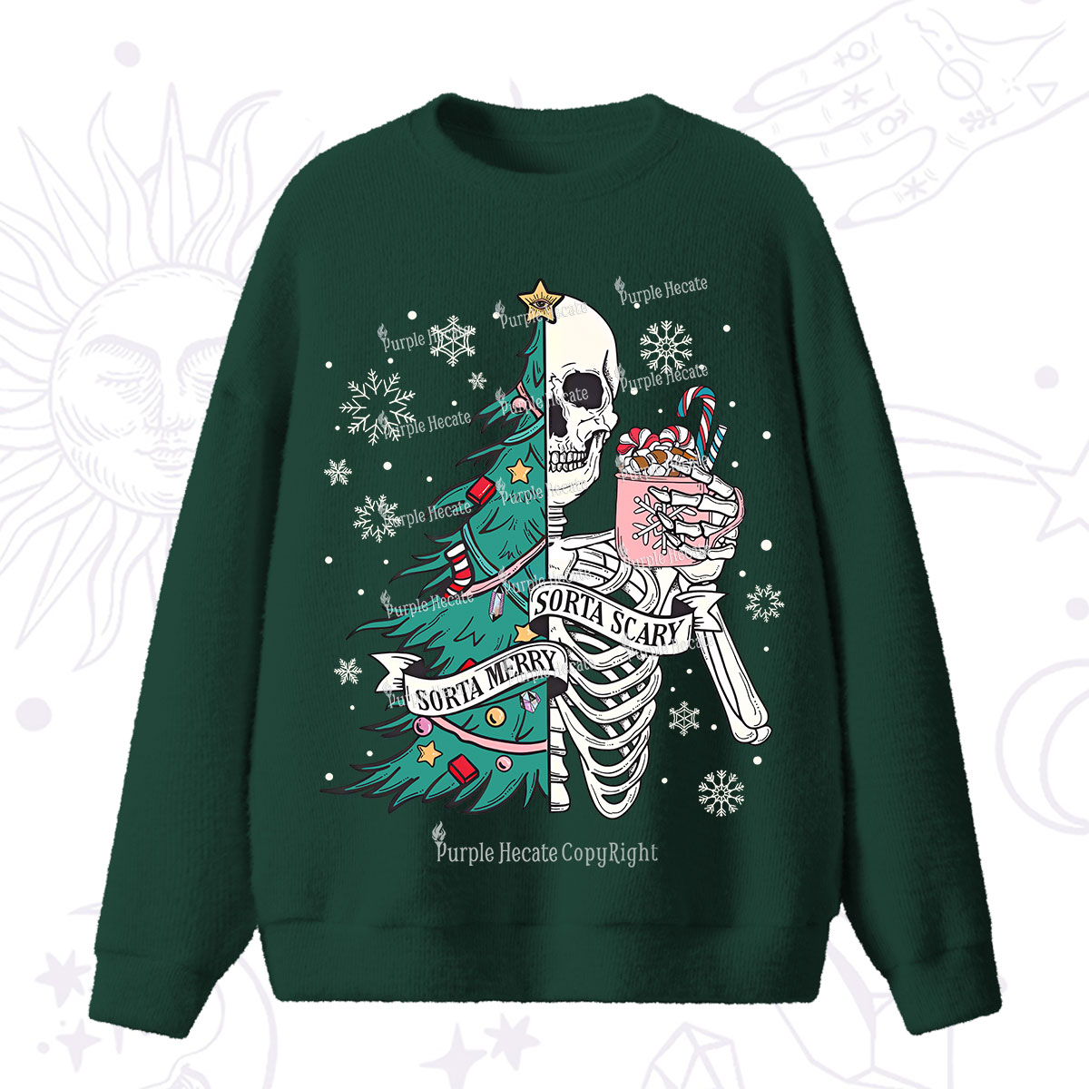 Purplehecate Sorta Merry Sorta Scary Christmas Fuzzy Ugly Sweater