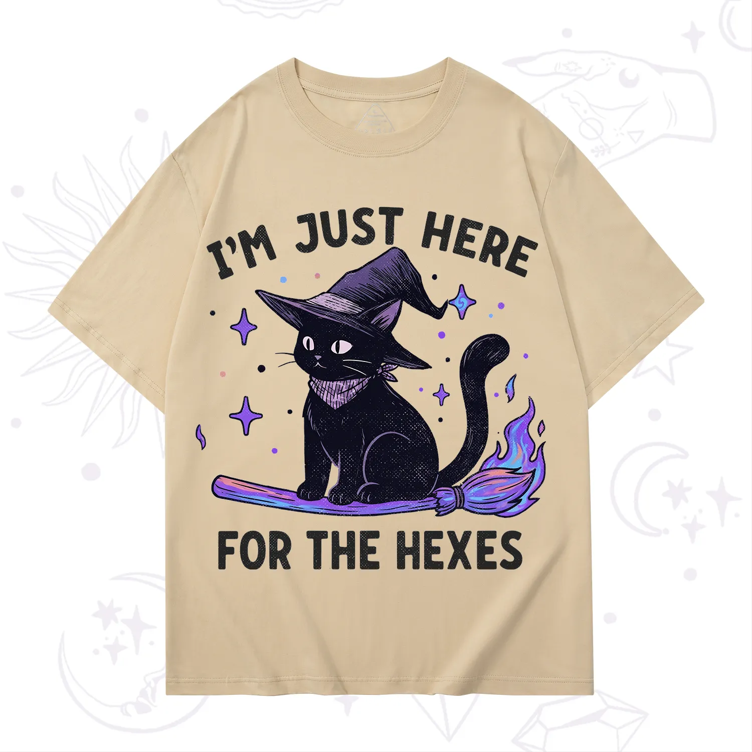 Purplehecate I'm Just Here for the Hexes Witch Cat T-Shirt