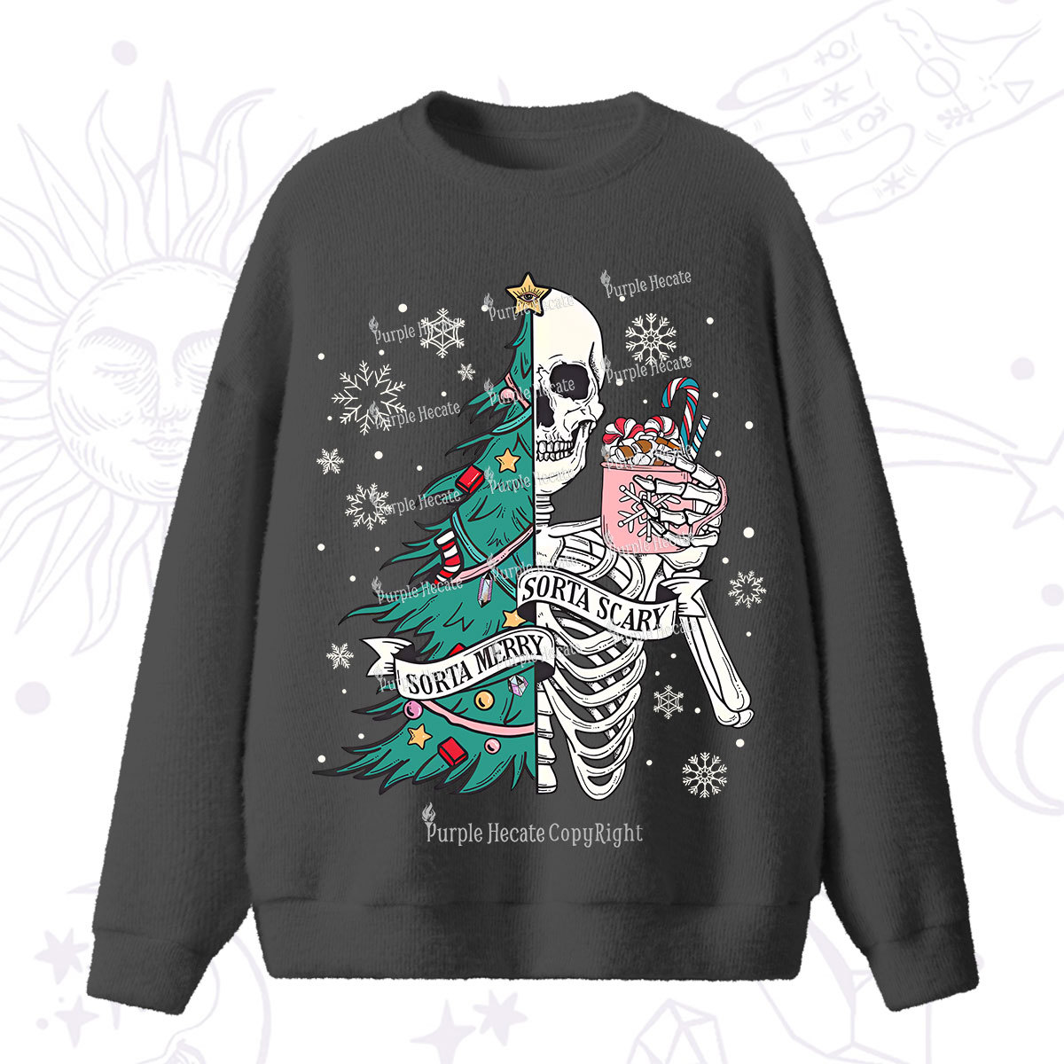 Purplehecate Sorta Merry Sorta Scary Christmas Fuzzy Ugly Sweater
