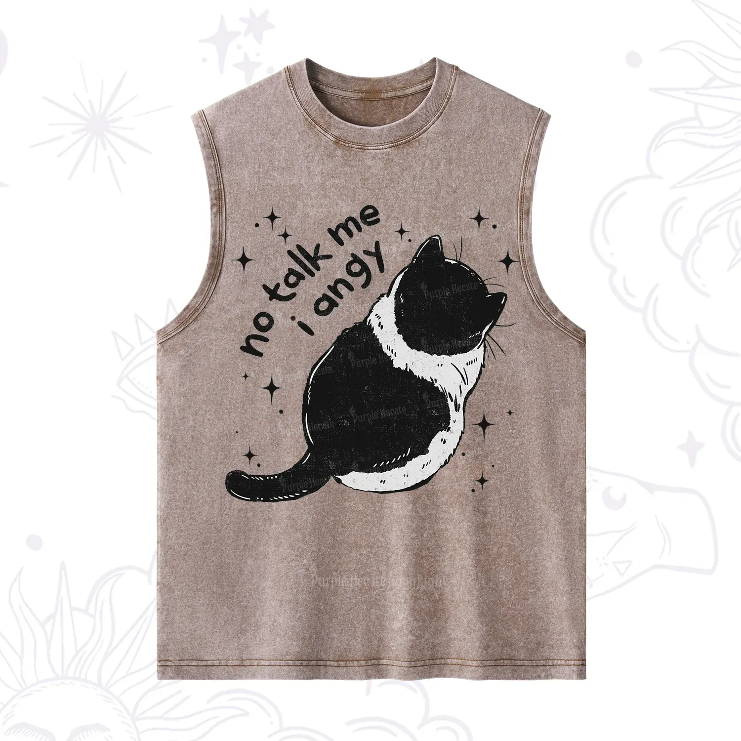 Purplehecate No Talk Me Im Angy Cat Washed Tank