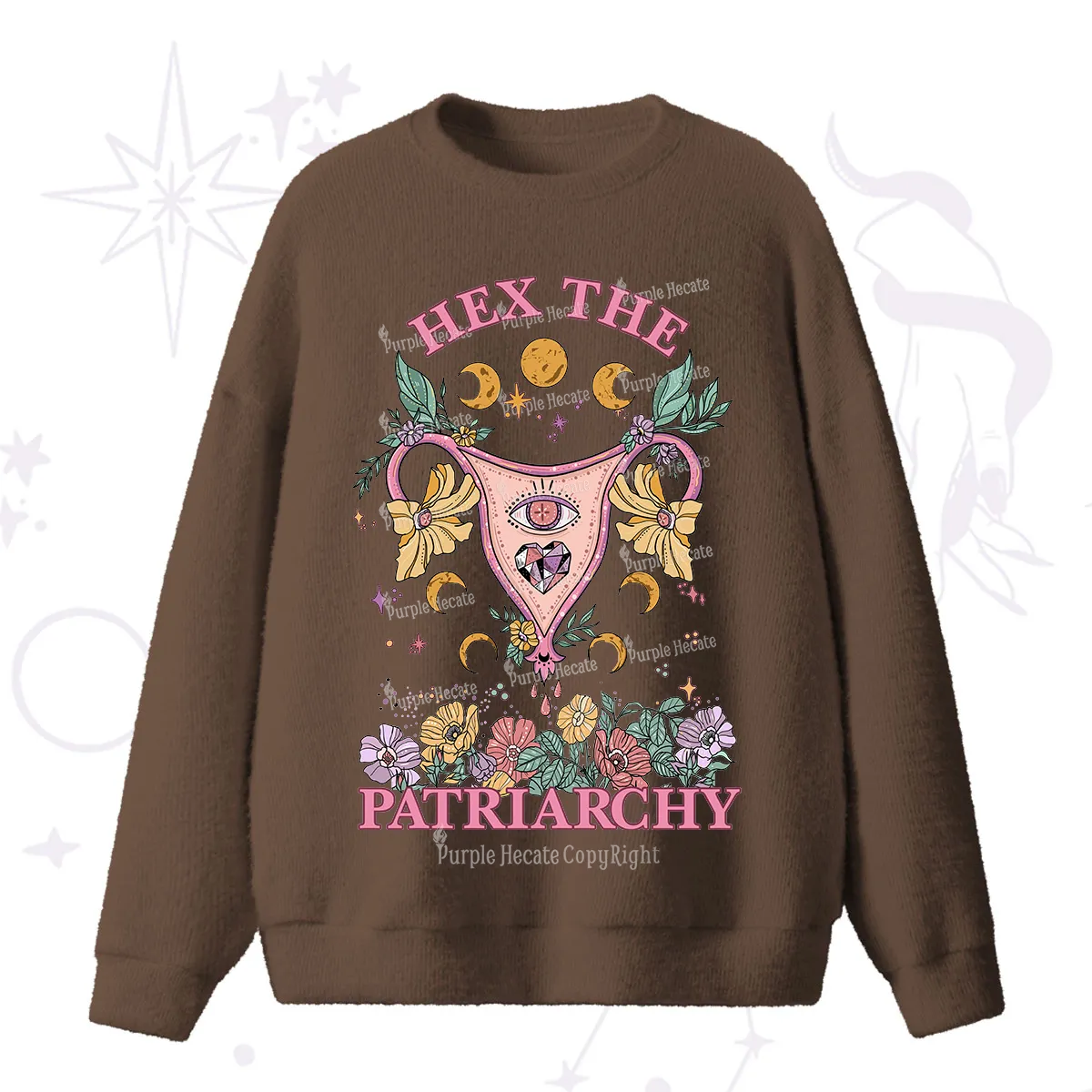 Purplehecate Hex the Patriarchy Feminist Fuzzy Ugly Sweater