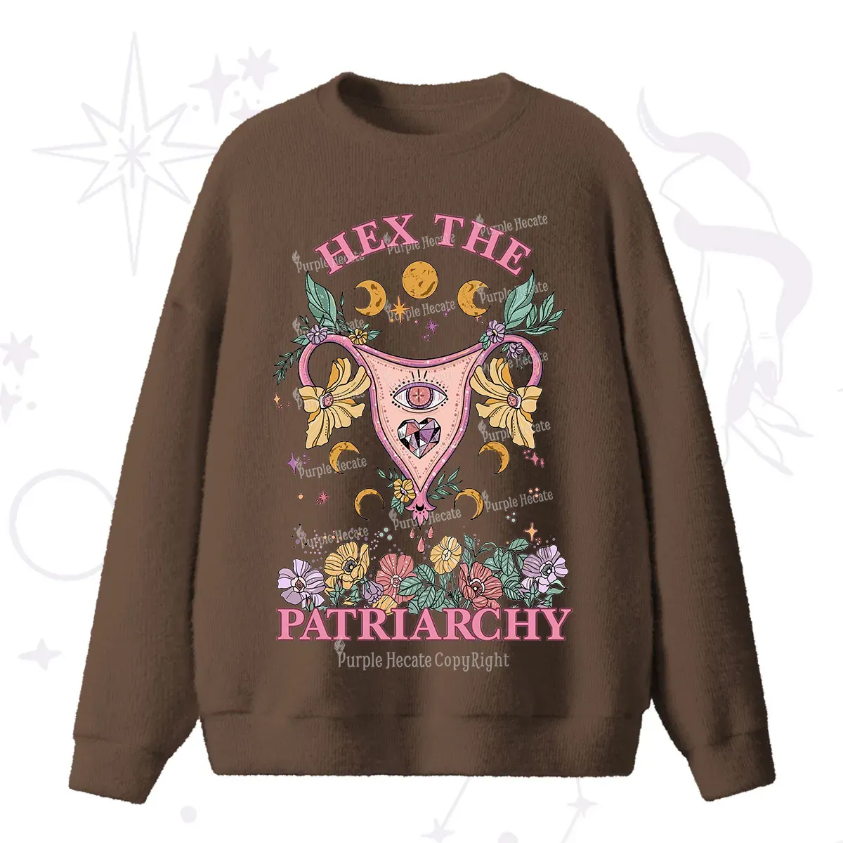 Purplehecate Hex the Patriarchy Feminist Fuzzy Ugly Sweater