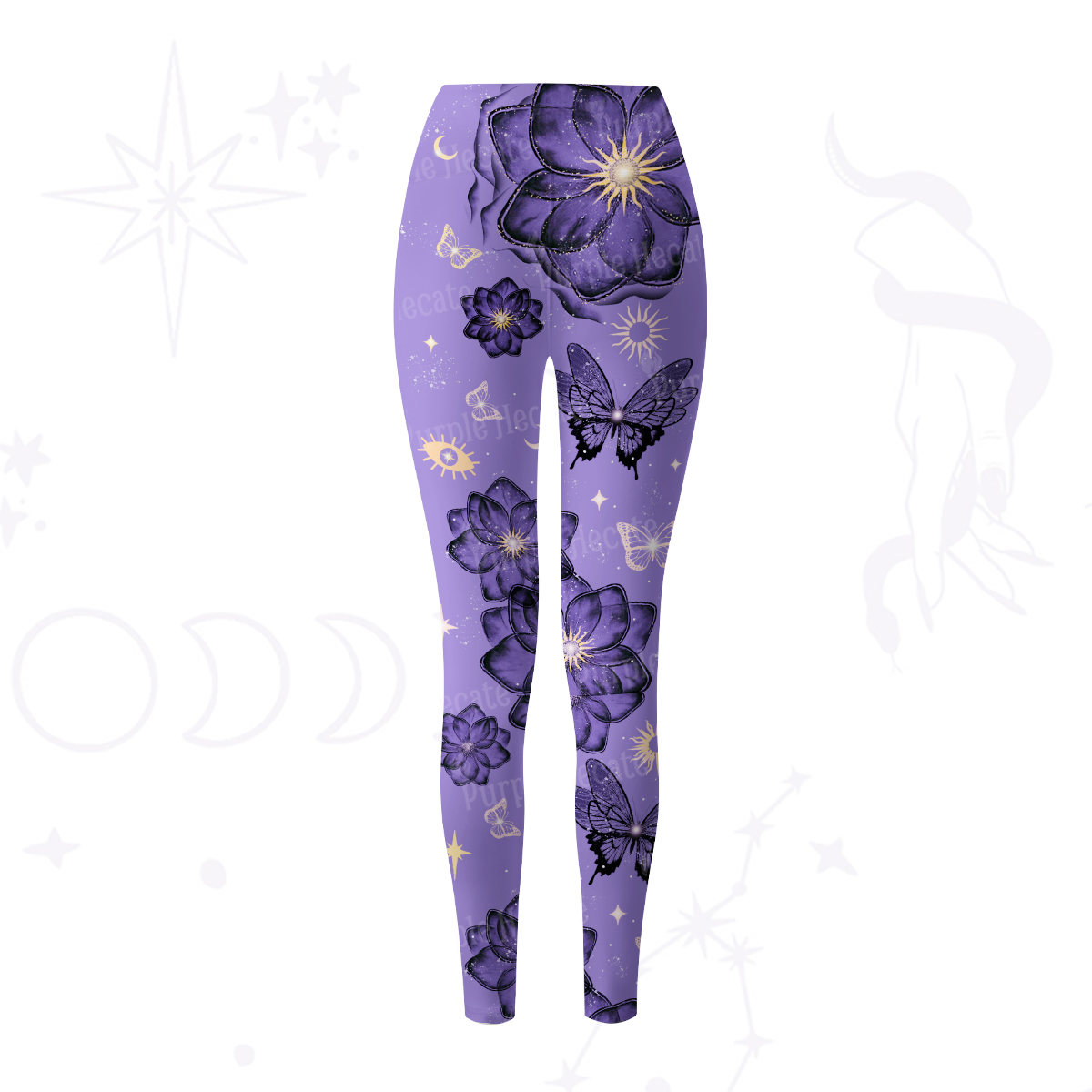 Purplehecate Moonlit Petals and Wings Yoga Pants