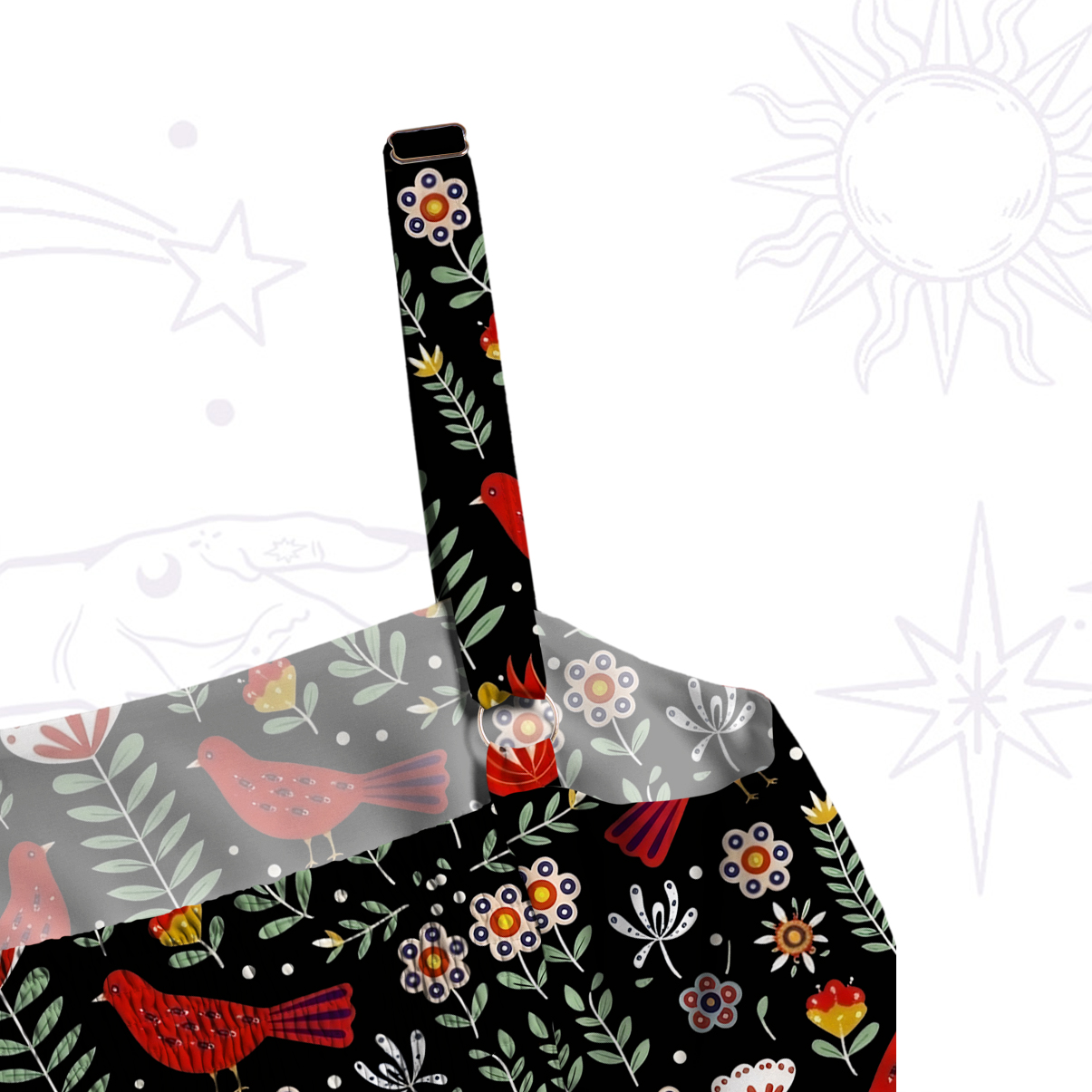 Purplehecate Mystic Forest Bird Wide Straps Maxi Dress