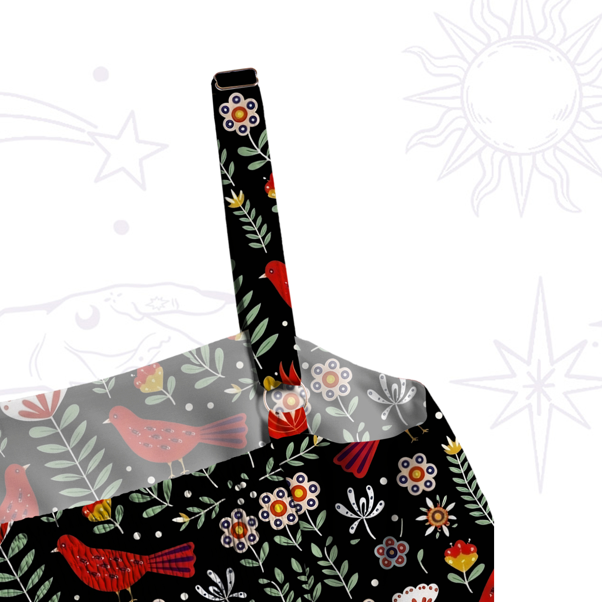 Purplehecate Mystic Forest Bird Wide Straps Maxi Dress