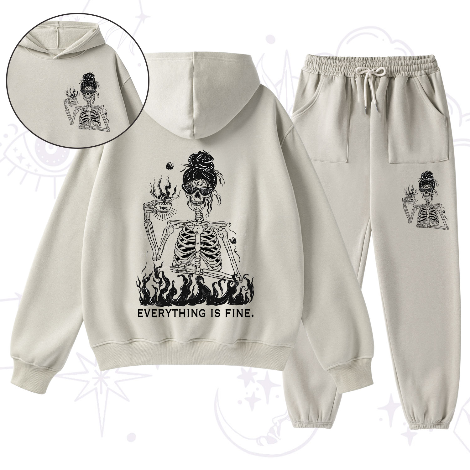 Purplehecate Everything Is Fine Fleece Hoodie Suit