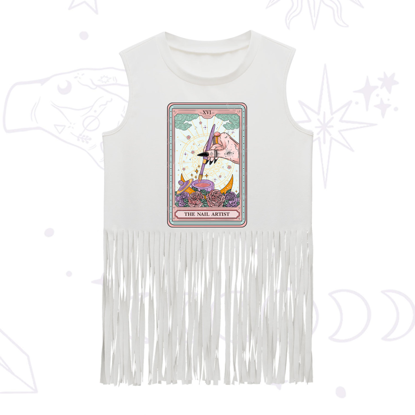 Purplehecate The Nail Artist Tarot Card Fringe Tank Top