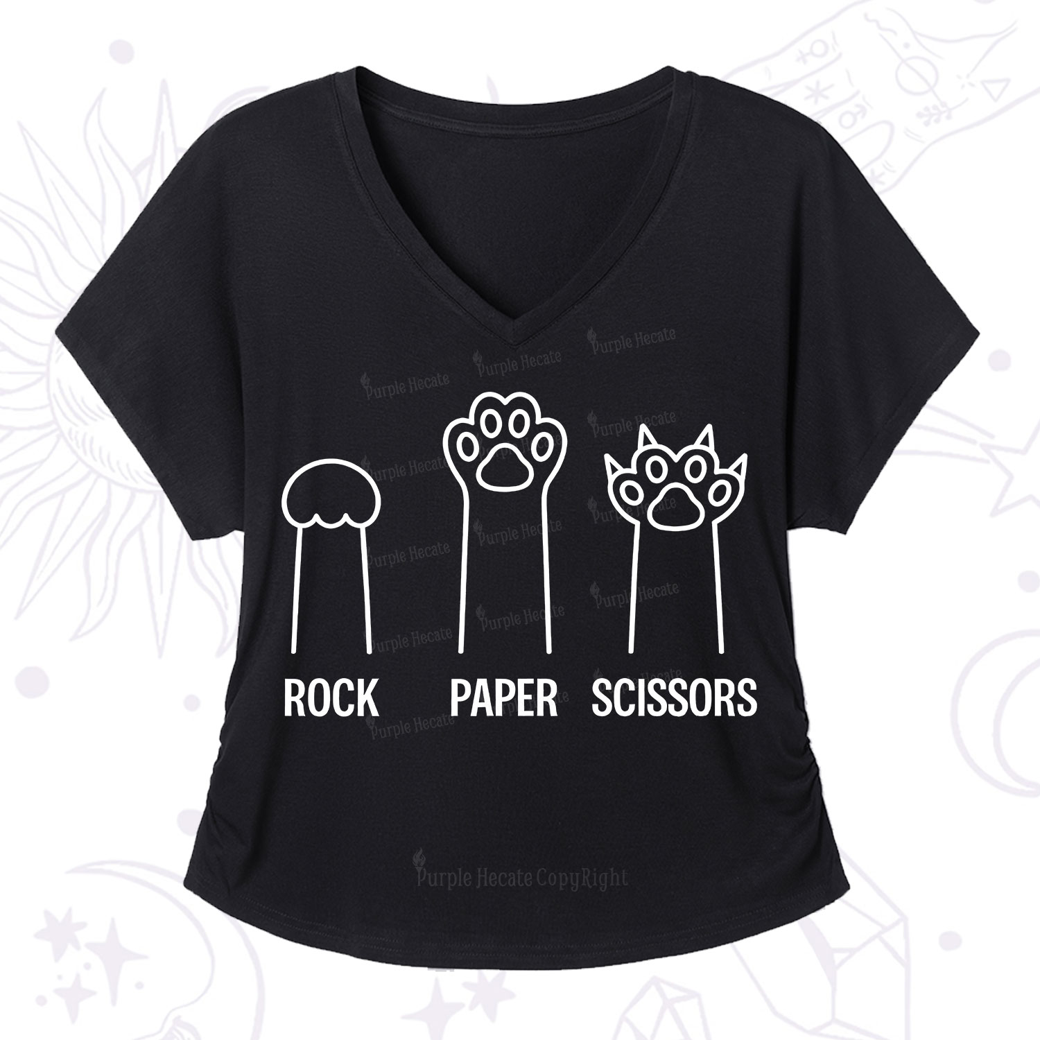 Purplehecate Rock Paper Scissors Cat Paw Edition V-Neck T-Shirt