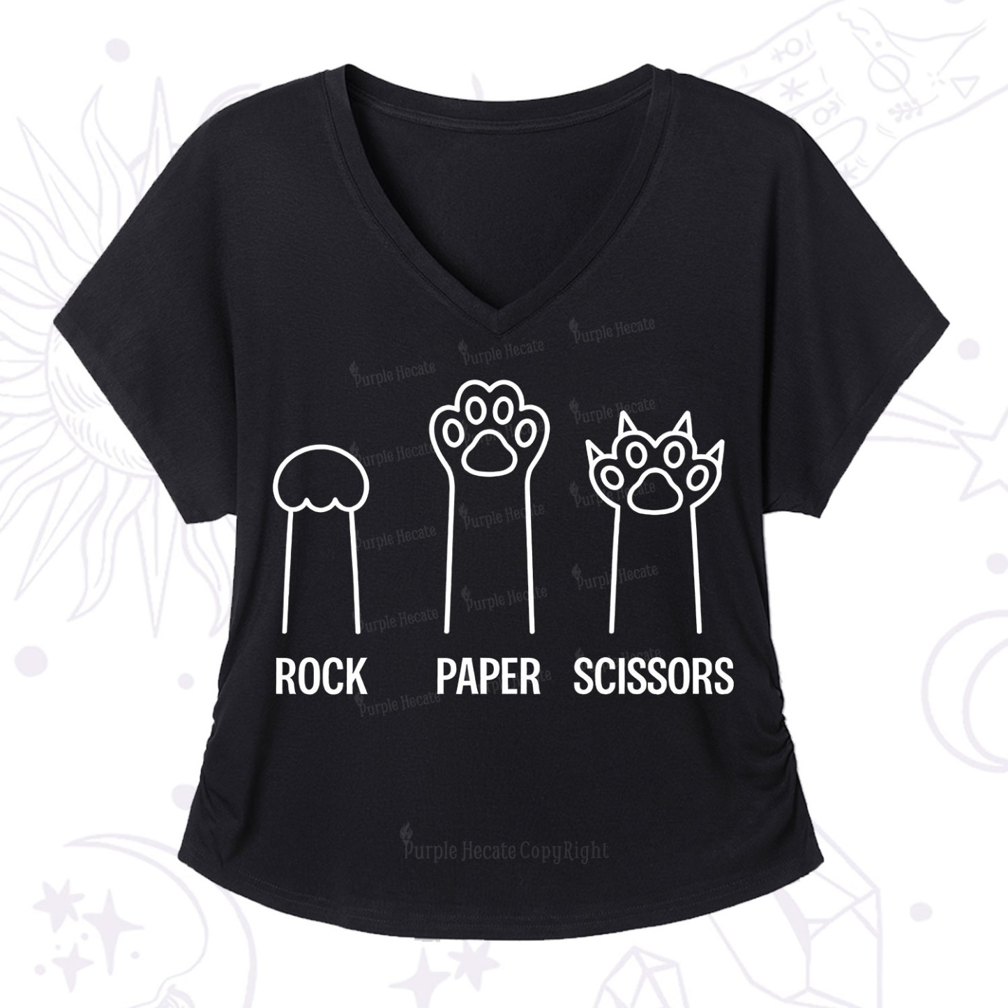 Purplehecate Rock Paper Scissors Cat Paw Edition V-Neck T-Shirt