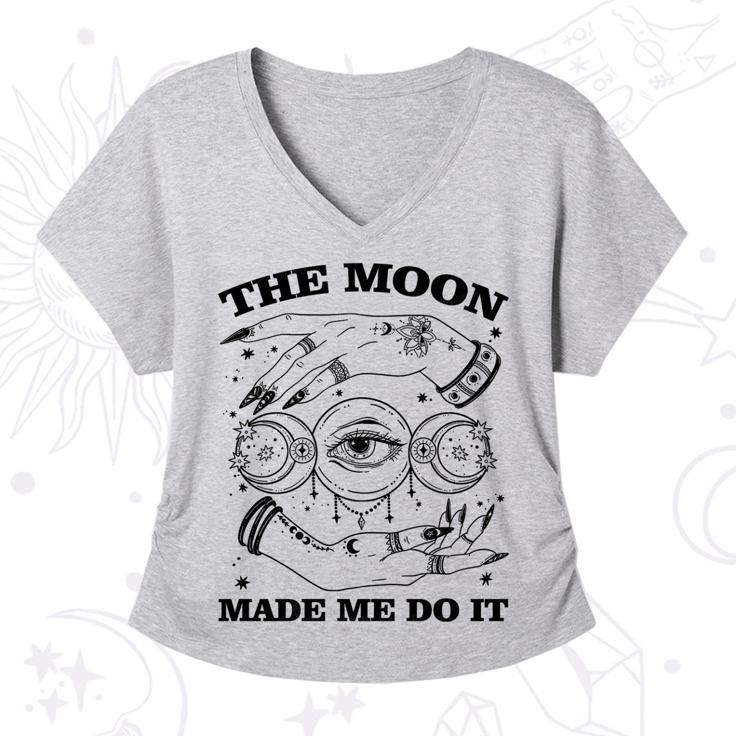 Purplehecate Funny The Moon Made Me Do It V-Neck T-Shirt