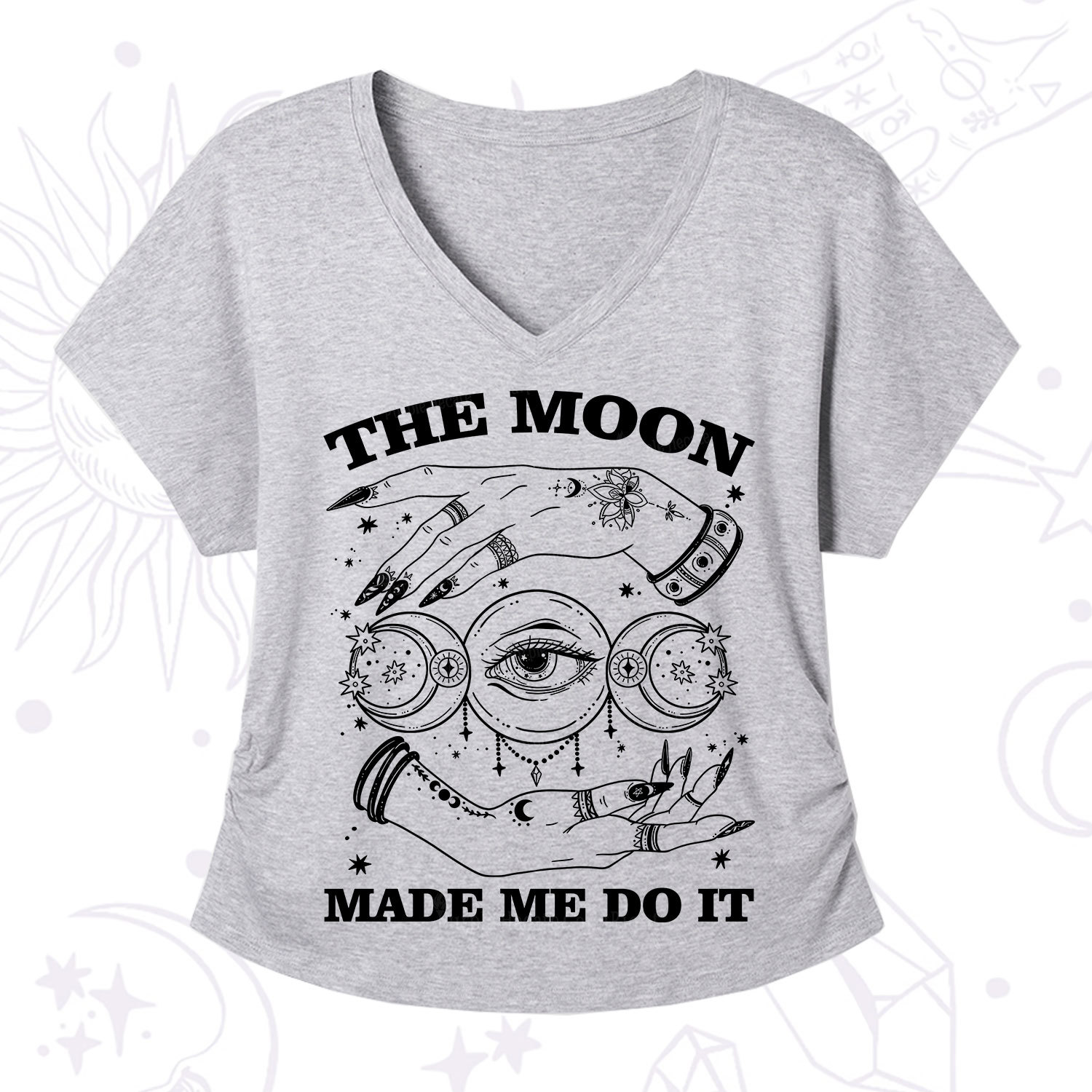 Purplehecate Funny The Moon Made Me Do It V-Neck T-Shirt