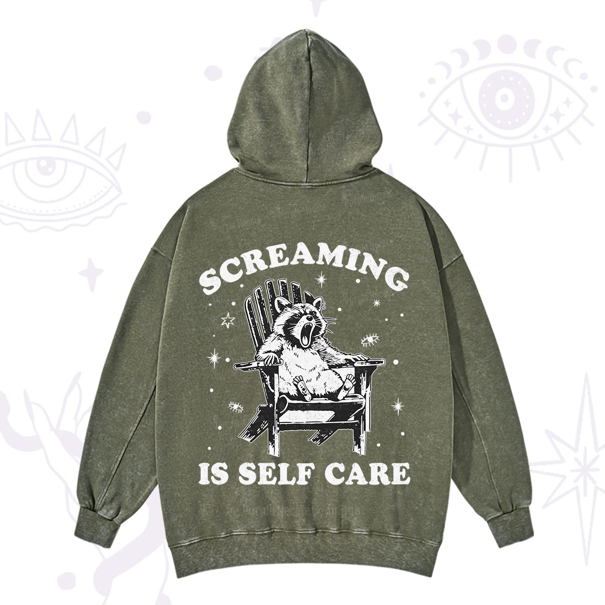 Purplehecate Screaming is Self Care Washed Hoodie