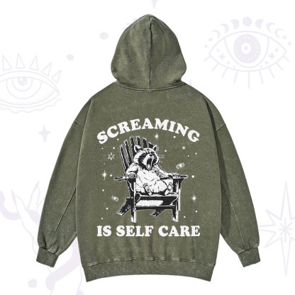Purplehecate Screaming is Self Care Washed Hoodie